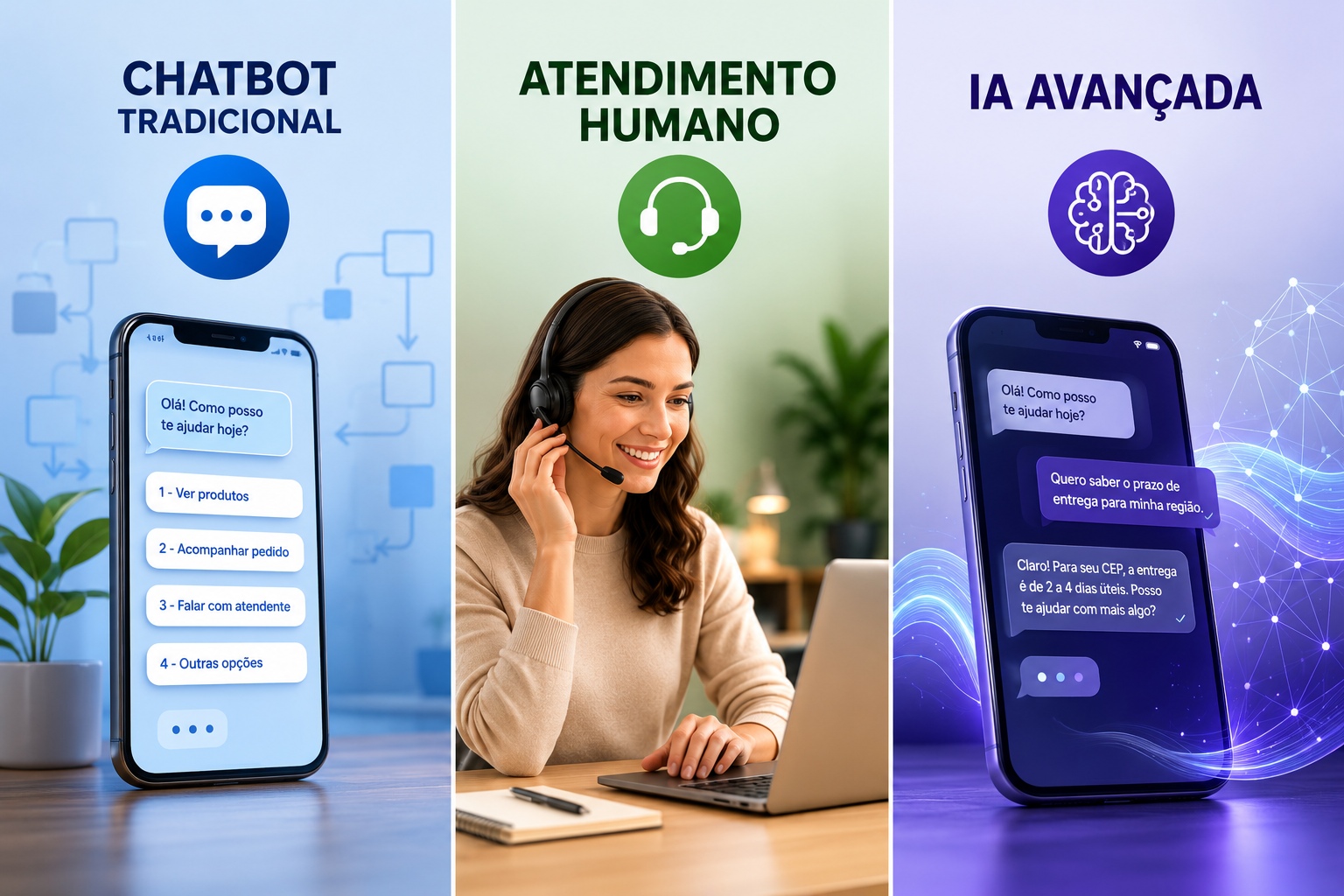 Kundenservice via WhatsApp: Vergleich zwischen traditionellen Chatbots, menschlichem Service und fortschrittlicher KI