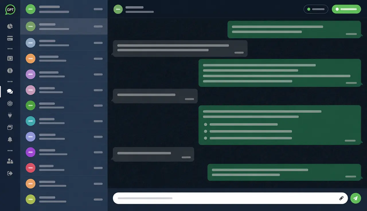 WhatsApp-Konversationsposteingang mit Support und KI